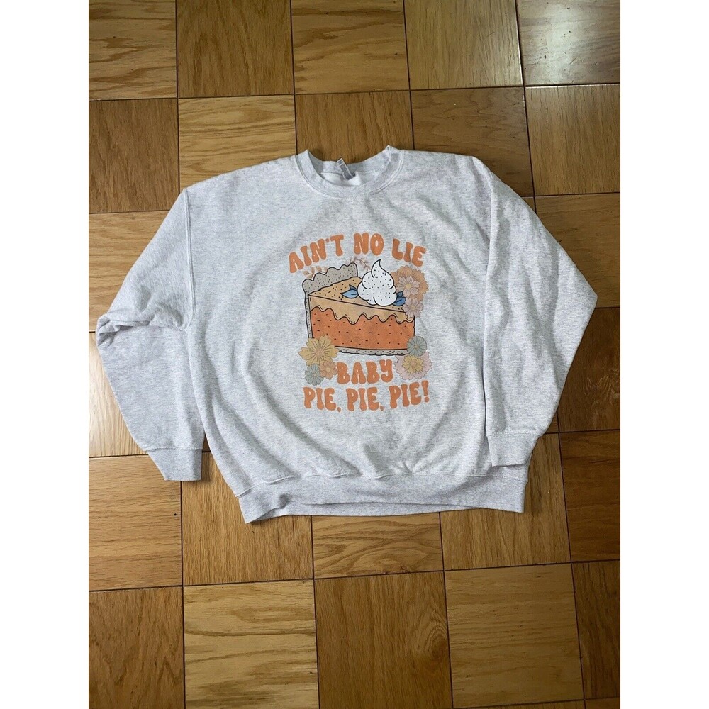 Vintage Gildan Heavy Blend Women Sweatshirt Crew Neck Gray "Aint No Lie Baby XL
